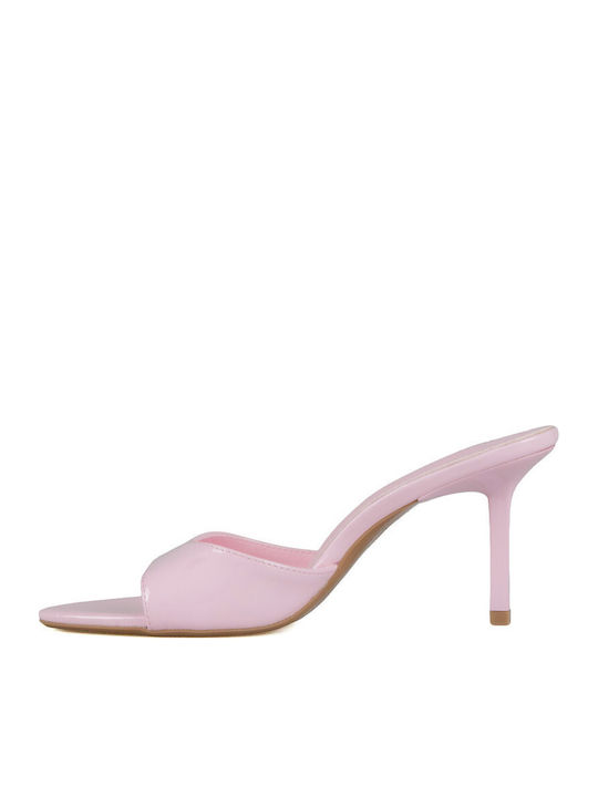 Mules In Patent Leather With High Heel In Pink Colour