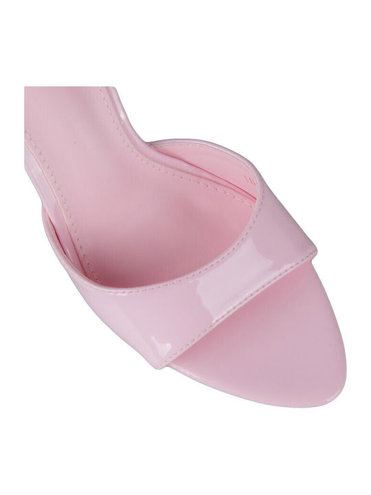 Mules In Patent Leather With High Heel In Pink Colour