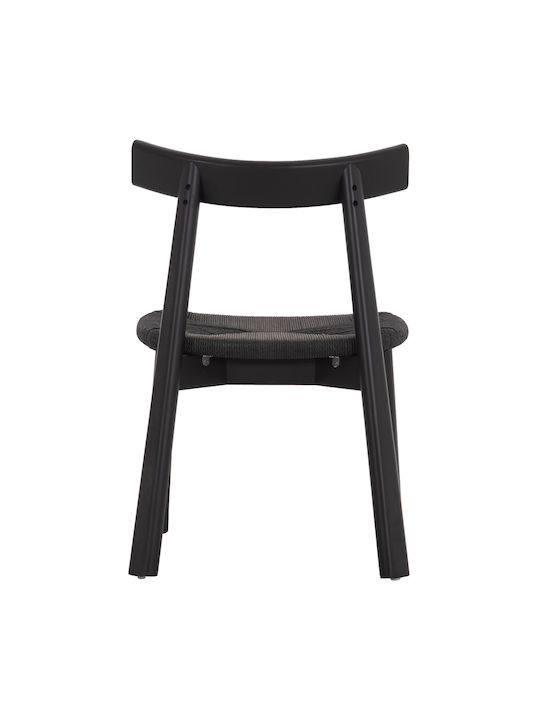 Rubberwood Dining Room Chairs Wooden Black 2pcs 51x55x74cm