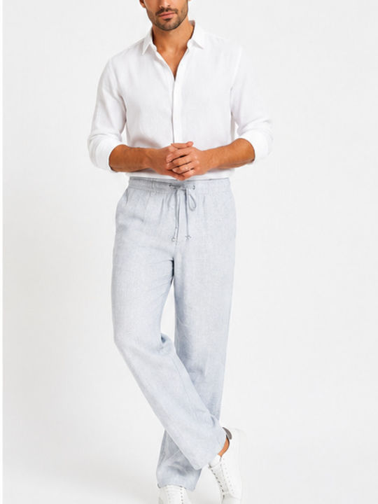 Pantaloni În Linie Dreaptă Albastru Deschis