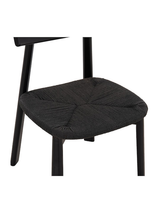 Rubberwood Dining Room Chairs Wooden Black 2pcs 51x55x74cm