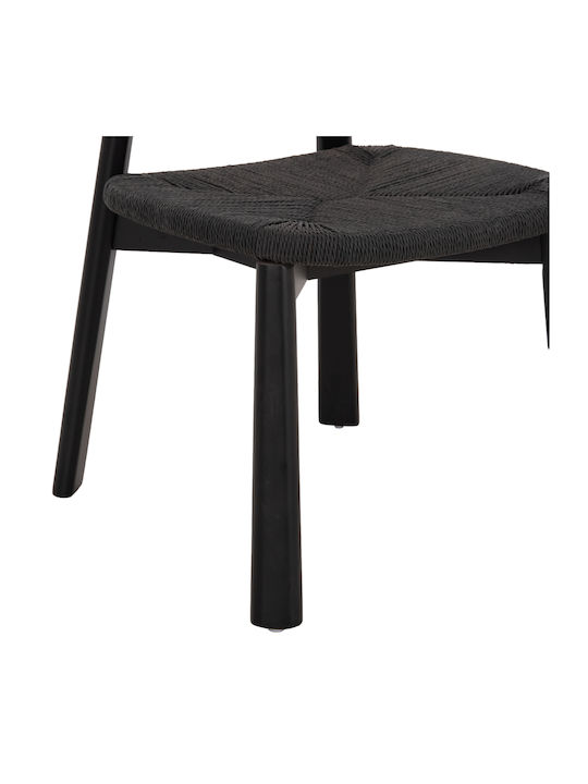 Rubberwood Dining Room Chairs Wooden Black 2pcs 51x55x74cm
