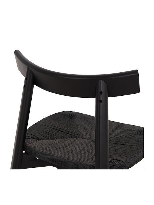 Rubberwood Dining Room Chairs Wooden Black 2pcs 51x55x74cm