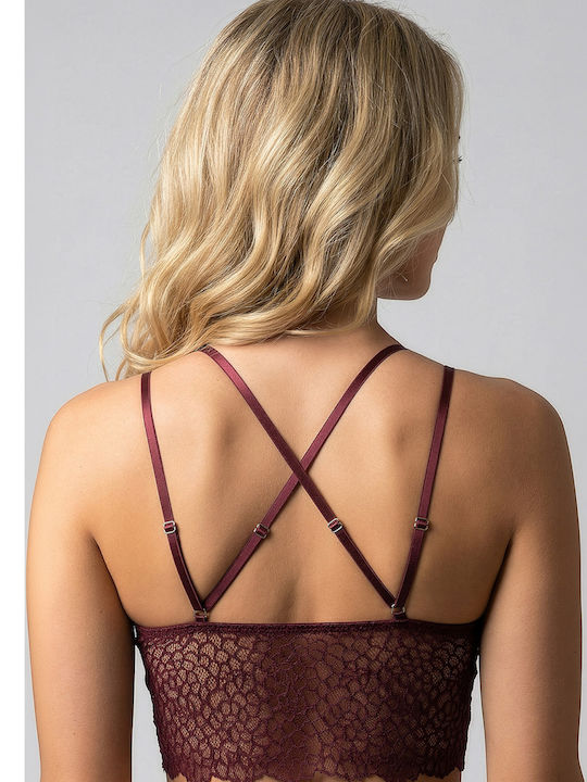 Women's Burgundy Sports Bra with Light Padding