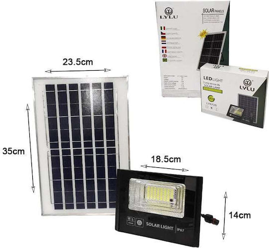 Jortan Στεγανός Ηλιακός Προβολέας LED 60W Ψυχρό Λευκό 6500K με Τηλεχειριστήριο IP67