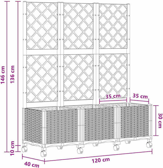 vidaXL Zarținiere Din Plastic Albăstru Gri 120x40x146cm