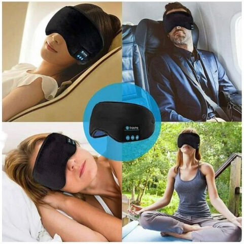 Masca de Somn cu Bluetooth Căști Neagră
