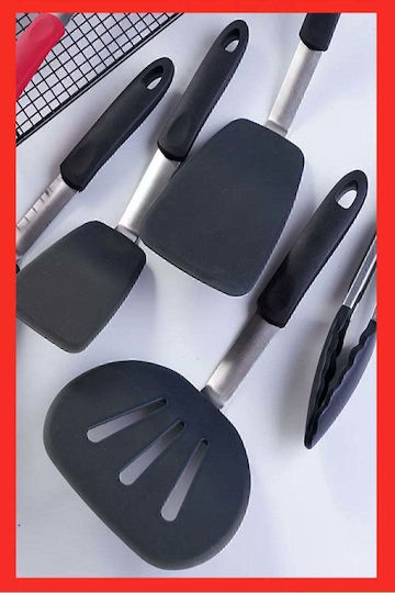 SteweHome Seturi De Ustensile De Gătit Din Silicon 5 Bucăți Negre