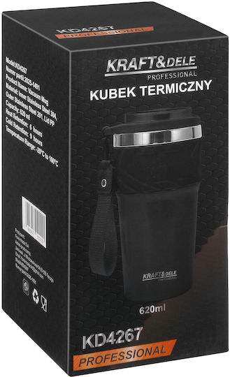 Kraft & Dele Ποτήρι Θερμός Ανοξείδωτο 620ml Kd4267 με Καλαμάκι