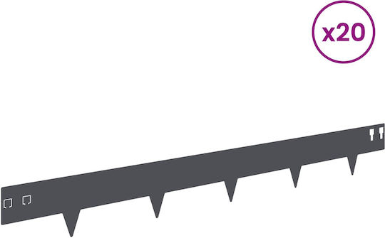 vidaXL Metal Garden Hedge in Grey Colour 1m x 12cm 20 Pieces