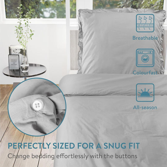 Jemidi24 Set Huse Pentru Pilote 135x200cm Simplă Cu Față De Pernă Gri