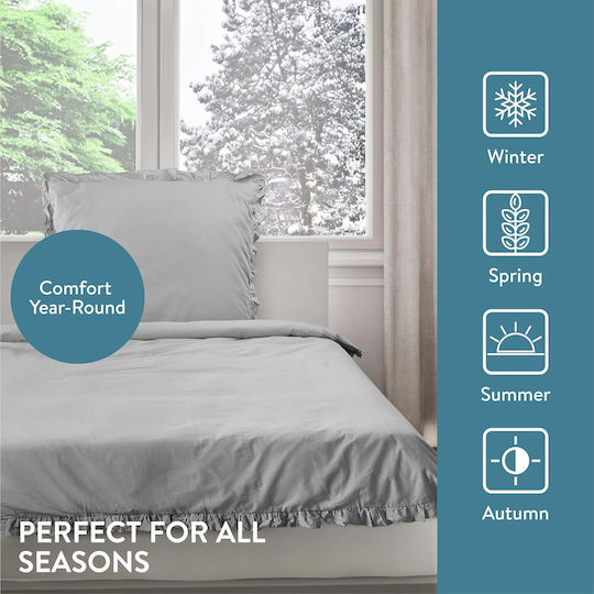 Jemidi24 Set Huse Pentru Pilote 135x200cm Simplă Cu Față De Pernă Gri