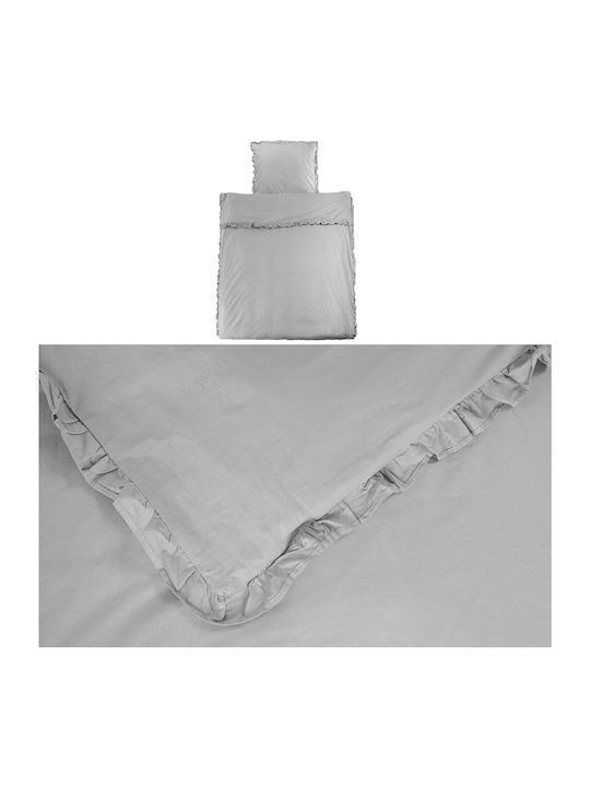 Jemidi24 Set Huse Pentru Pilote 135x200cm Simplă Cu Față De Pernă Gri