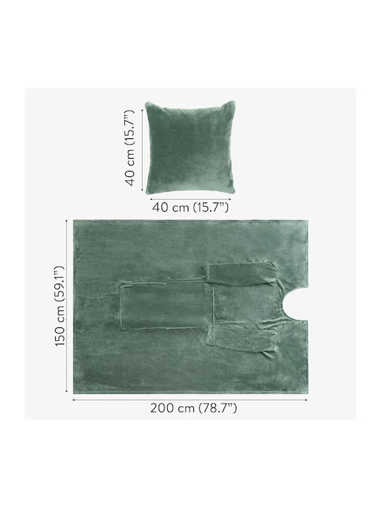 Homelevel Pătură Polar Fleece Cu Mâneci 200x150 cm Verde
