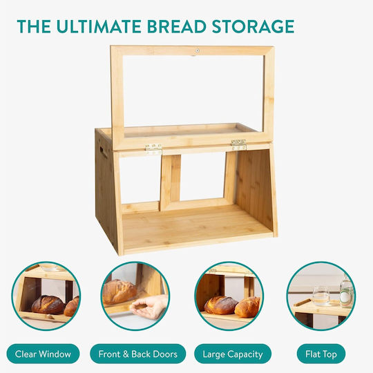 Navaris Bread Box Made of Bamboo Transparent 39.5x26x23cm Navaris Bread Box Made of Bamboo Transparent 39.5x26x23cm