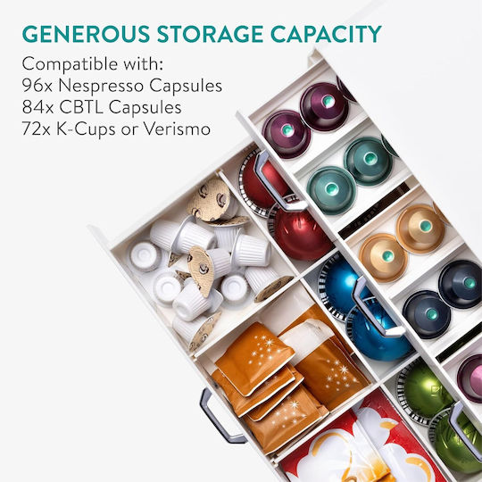 Navaris Suport Pentru Capsule Cafea 96 Capsule Compatibil Nespresso 4 Sertare 34 X 32 X 13 Cm Plastic Crem