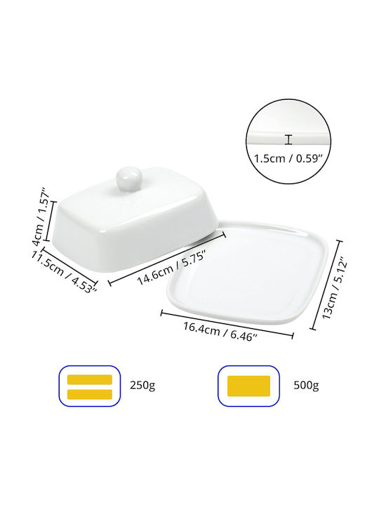 Belle Vous Set 2 Bucăți Vaze Utilizare Generală Cu Capac Ceramic Alb 13x16.4cm 2 Bucăți