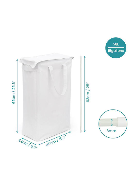 Belle Vous Coș De Rufe Textil Pliabil 58l Cu Capac Alb