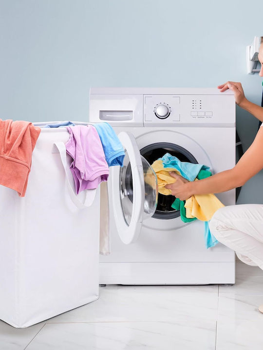 Belle Vous Coș De Rufe Textil Pliabil 58l Cu Capac Alb