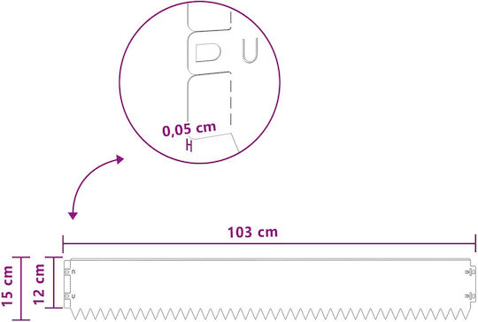 vidaXL Metallische Gartenhecke in Grau Farbe 15cm x 1.03m 10Stücke