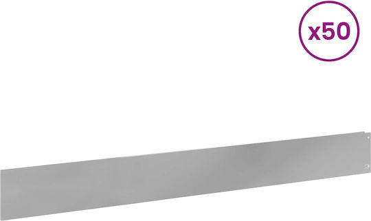 vidaXL Metal Garden Hedge in Silver Color 1m x 12cm 50 Pieces