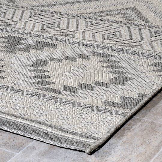 Tzikas Carpets Novo Χαλί Εξωτερικού Χώρου Ορθογώνιο Ψάθινο Μαύρο-ασημί 133x190cm