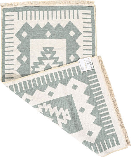 Polcarpet Aria Artkilim 101 Summer Cotton Runner Rug with Fringes Green 80x150cm