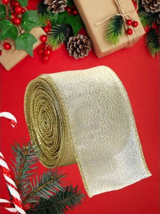 ecarla Christmas Gold Ribbon 6.3x200cm