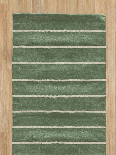 Palamaiki Pin Rug Rectangular Cotton Green