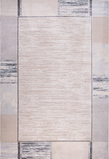 Klonaras Modern 9249 Teppich Rechteckig Synthetisch,Polyester/Cotton/Leather Beige White