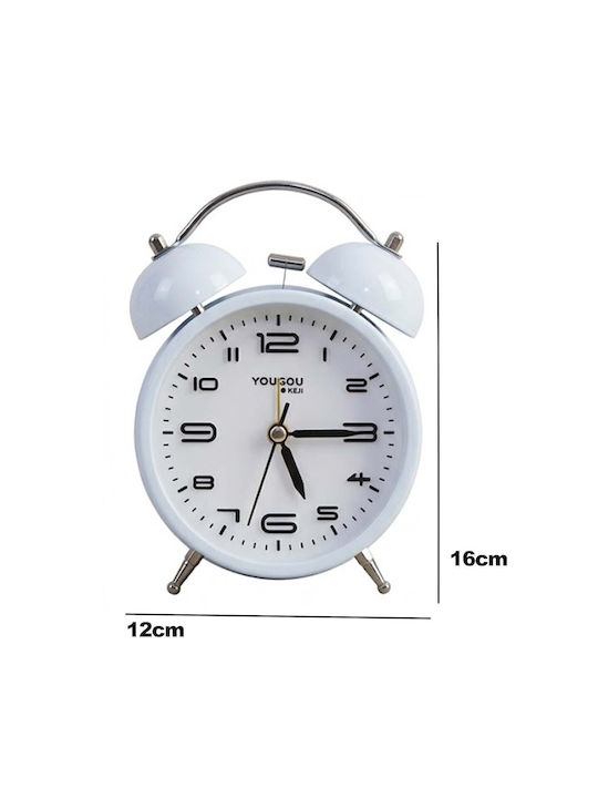 Avizar Tischuhr 12cm Schlafzimmer Runde Form Doppelglocke Elegantes Weiß