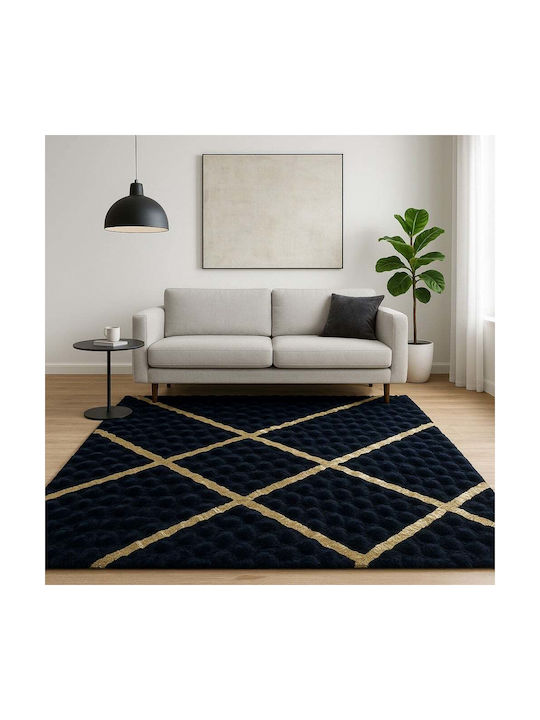 Χαλί Ορθογώνιο Γούνινο Μαύρο-χρυσό 160x220cm