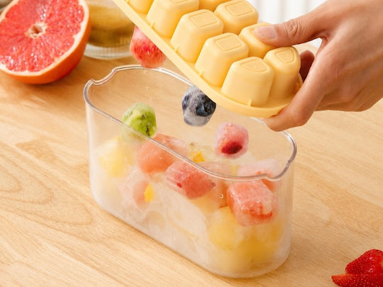 Silicone Ice Cube Mold with Lid 12 Slots Storage Container 3-07447_zo