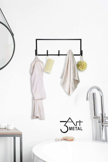 SteweHome Metal Wall Hanger 5 Positions Black 40x4x15cm