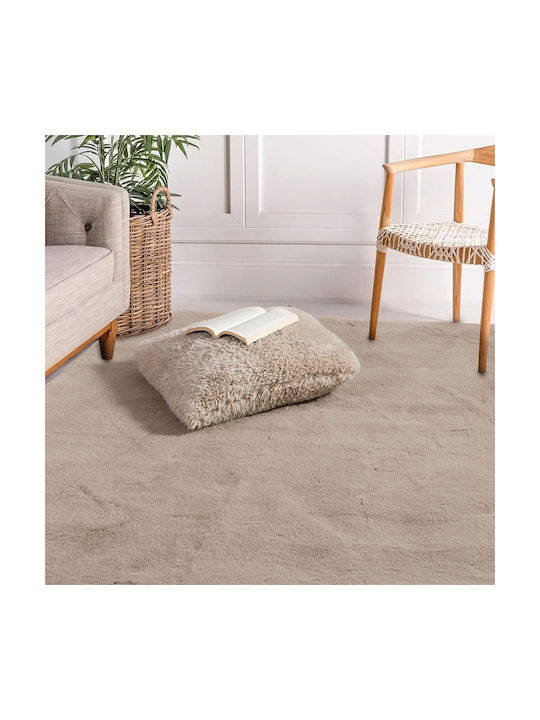 Nef-Nef Homeware Estelle Rug Rectangular Shaggy Furry Ecru