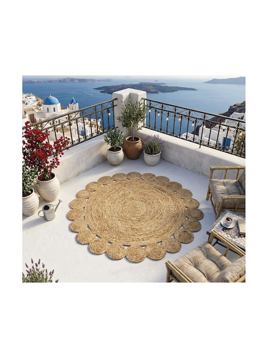 Pakketo Voni Covor Rotund din iută Natural