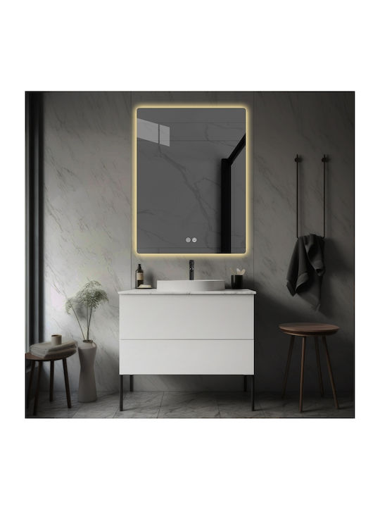 Futura Rechteckiger Badezimmerspiegel LED Berührung 60x80cm