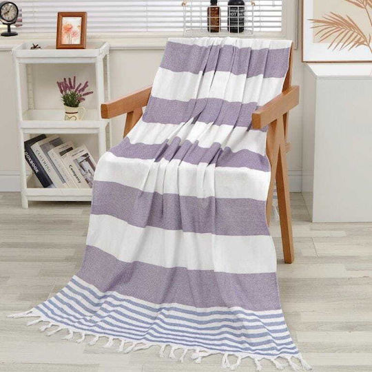 Cotton Market White Beach Towel with Fringes 180x90cm