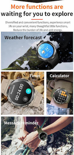 Microwear MK68 Smartwatch με Παλμογράφο (Beige Silicone)