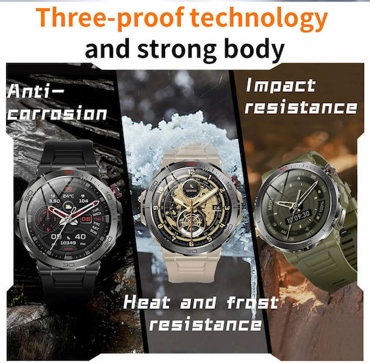 Microwear MK68 Smartwatch με Παλμογράφο (Beige Silicone)
