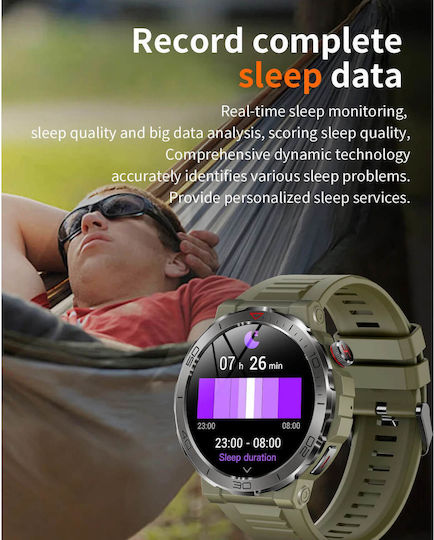 Microwear MK68 Smartwatch με Παλμογράφο (Beige Silicone)