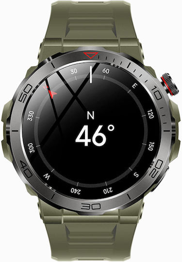 Microwear MK68 Smartwatch mit Herzfrequenzsensoren (Army Green Silikon)