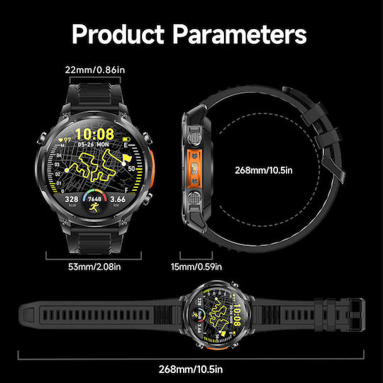 Microwear MK100 Smartwatch with Heart Rate Monitor (Black)