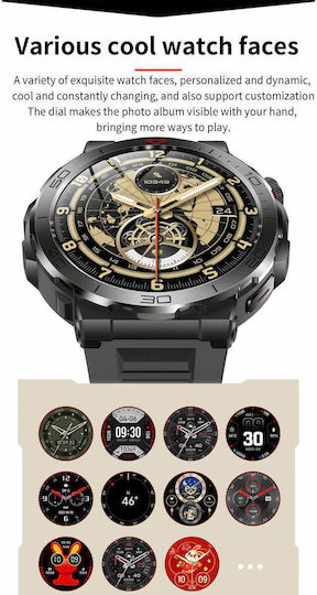 Microwear MK68 Smartwatch mit Herzfrequenzsensoren (Army Green Silikon)