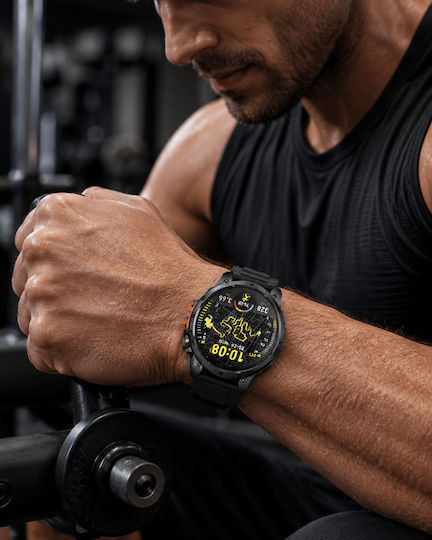 Microwear MK100 Smartwatch with Heart Rate Monitor Black Silicone
