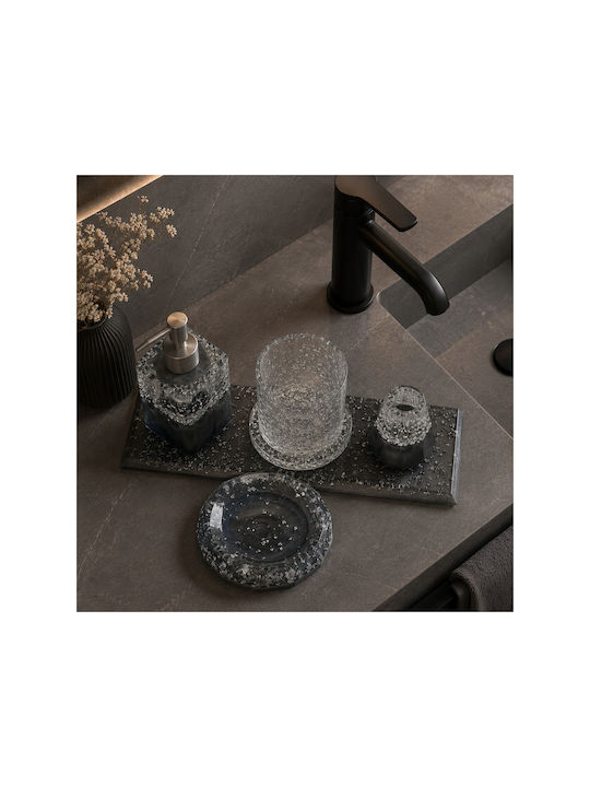 SteweHome Bathroom Accessory Set Resin Silver