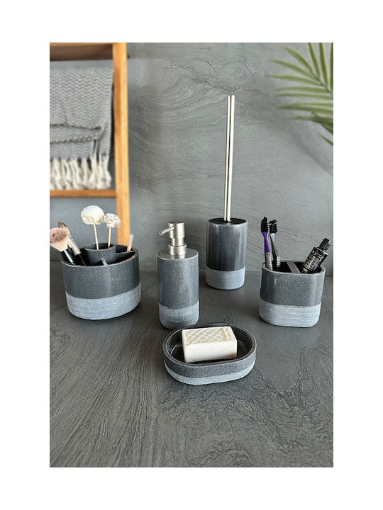 SteweHome Bathroom Accessory Set Resin Grey 5 Pieces