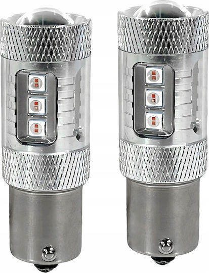 Led Bulbs P21w Ba15s Piercing Red Lenses Usa Set 2 Pieces