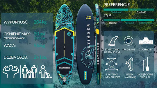 Skatinger Prana Надуваема SUP Дъска с Дължина 3.5m Зелена