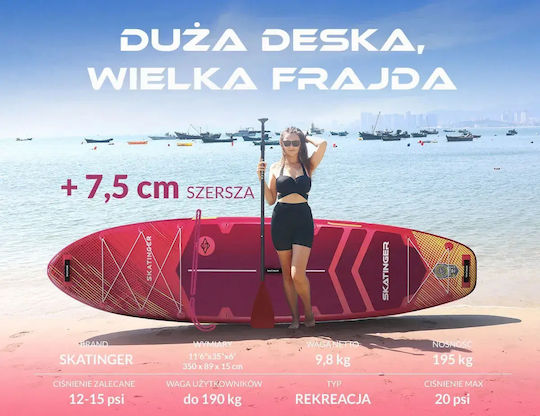 Skatinger Prana Aufblasbare SUP Board mit Länge 3.5m Rote